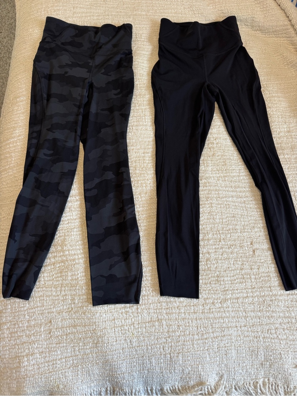 TWO Lululemon wunder train high rise crop leggings -  black & camo, size 2
